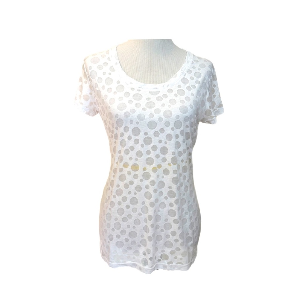 Indigo Tee Size L Multi size sheer circles (bubbles, polka dots) short sleeve